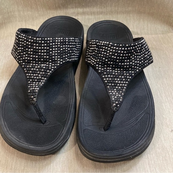 FITFLOP Sz 9 Flare Front Post Thong Rounded Studs Comfort Sole Sandals - Picture 10 of 11